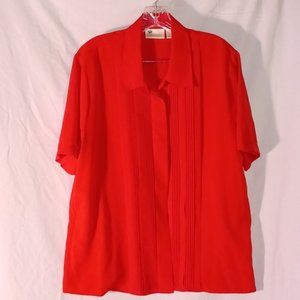 Womens 14 vintage pleated front blouse
